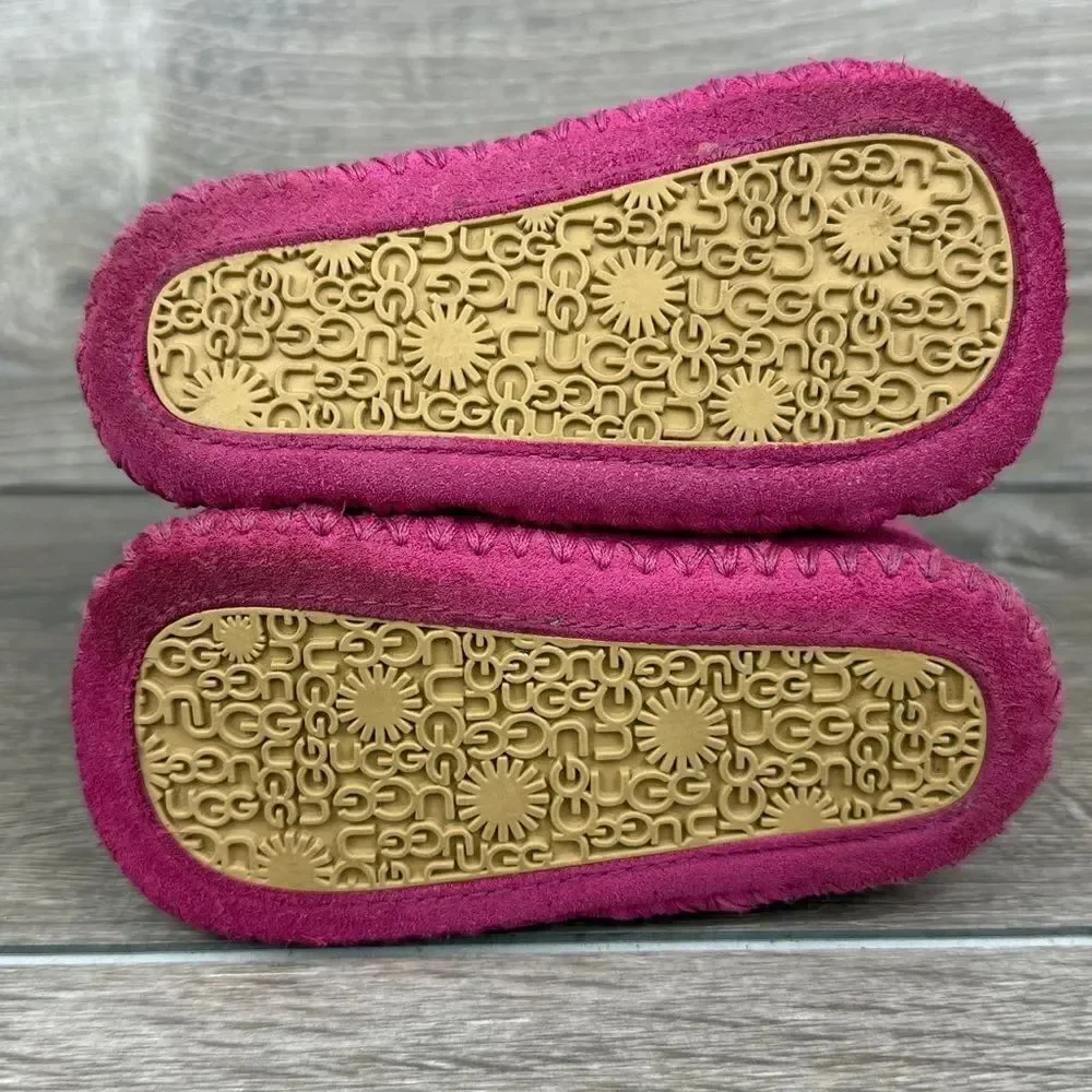 Ugg Caden Toddler Girl Sz 5 Princess Pink Suede Shearling Lined Moccasin Booties